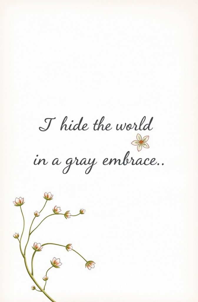 I hide the world in a gray embrace