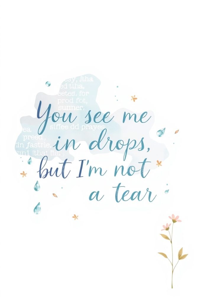 You see me in drops, but I’m not a tear